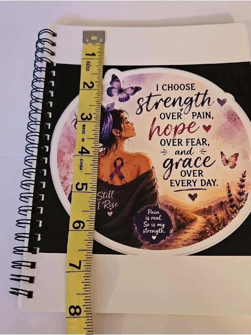 Chronic Illness Warrior Spiral Journal Purple Ribbon Pain Awareness Notebook 8x6